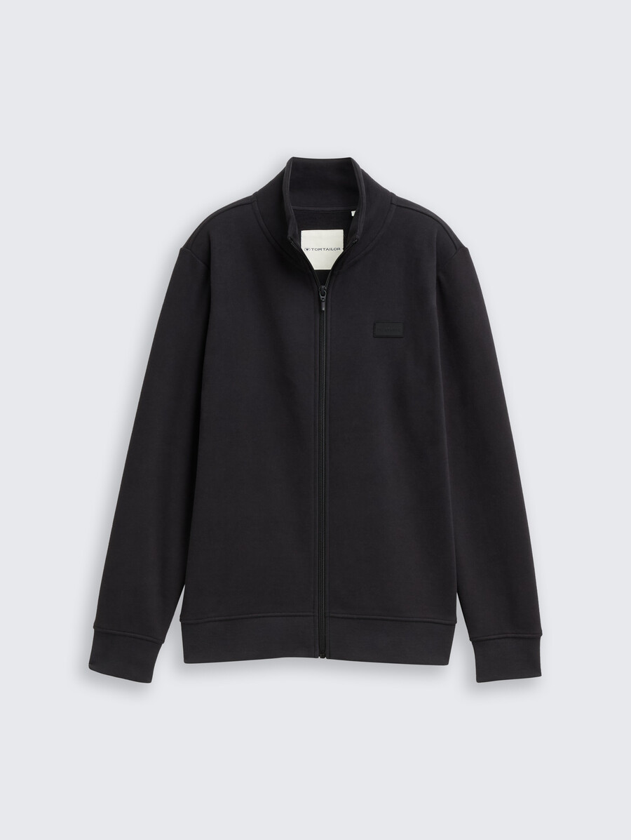 sweat jacket with stand-up collar