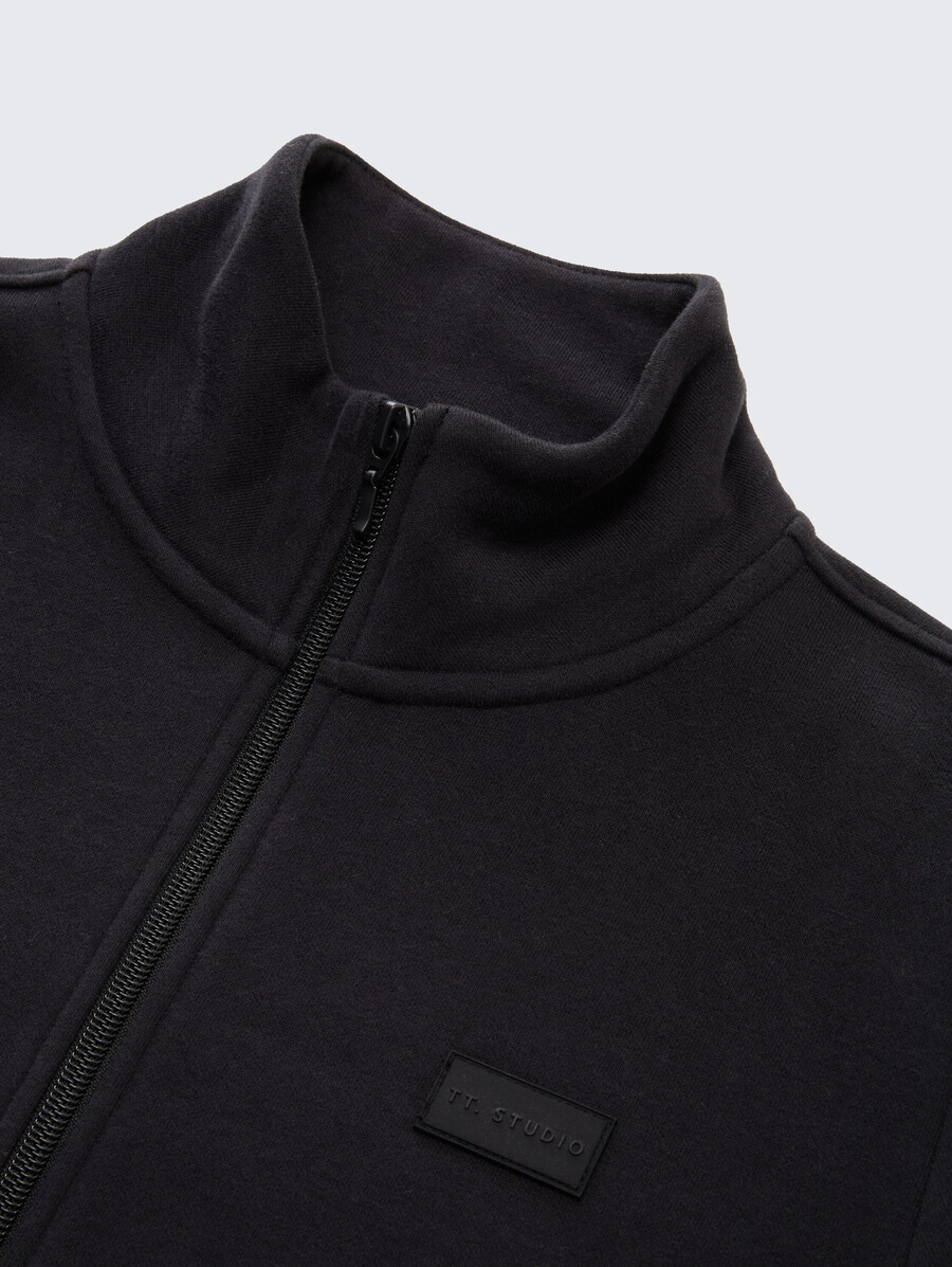 sweat jacket with stand-up collar