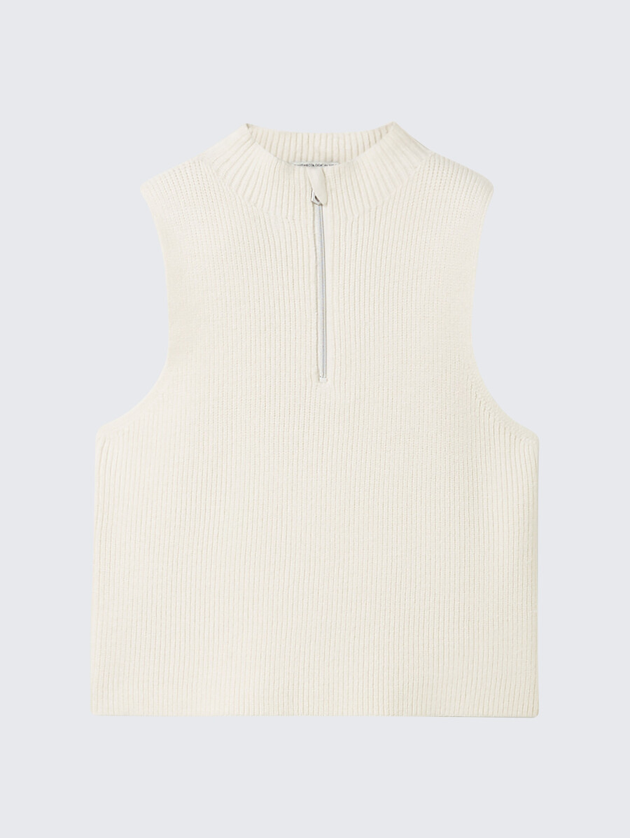 zip-neck sleeveless jumper