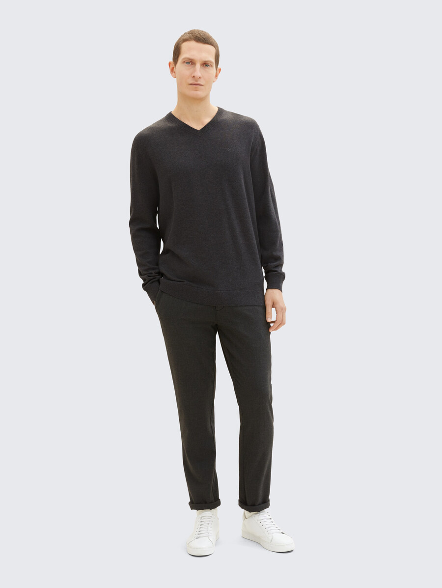 knitted jumper with v-neck