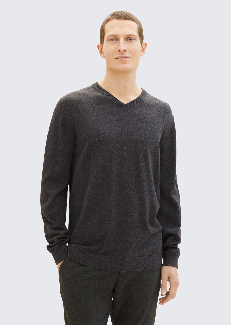 knitted jumper with v-neck