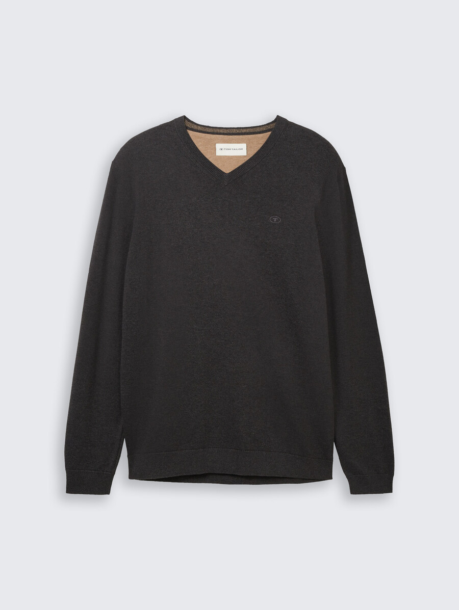 knitted jumper with v-neck