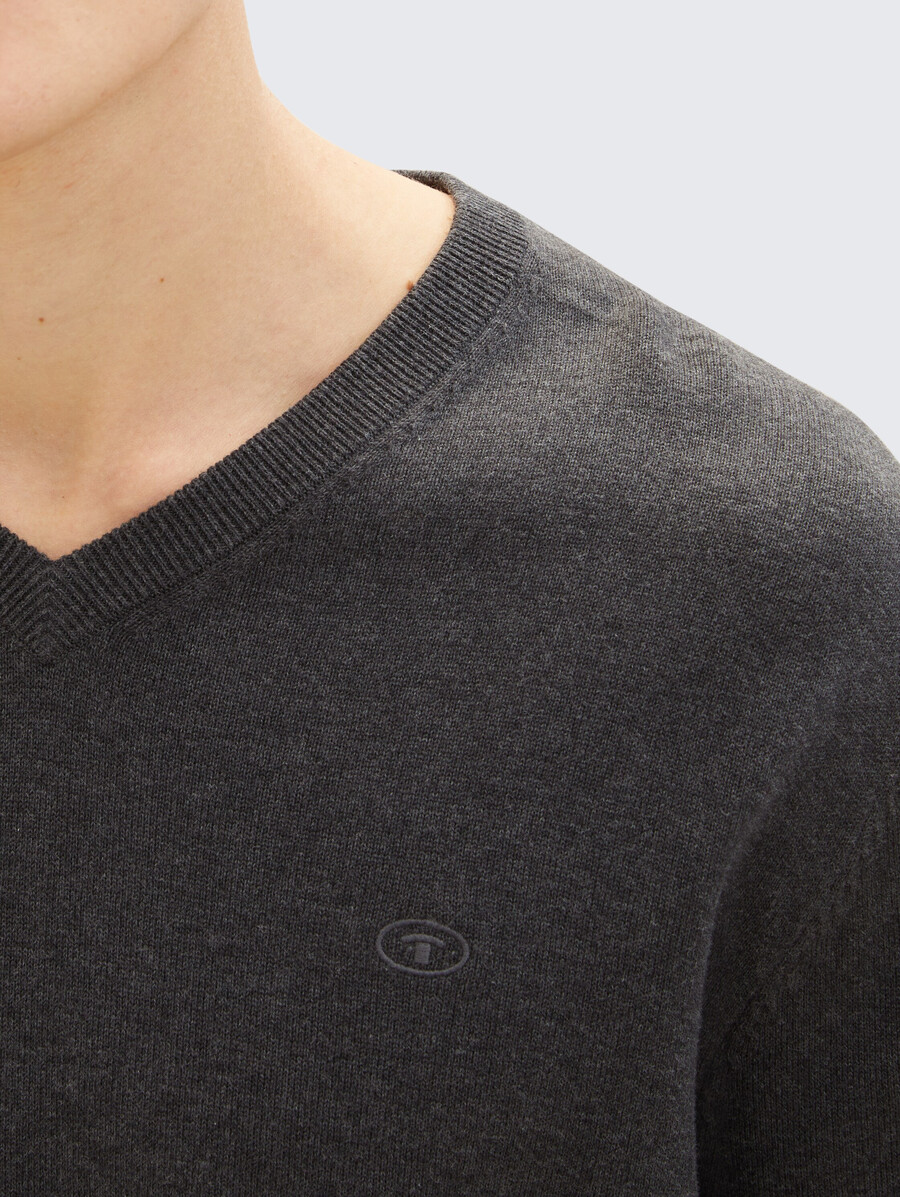 knitted jumper with v-neck