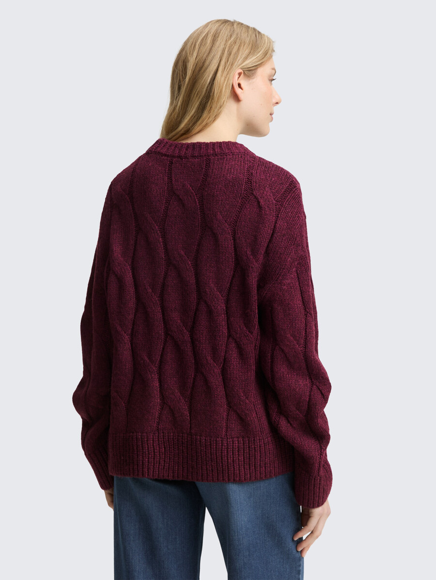 loose fit knitted jumper with cable pattern