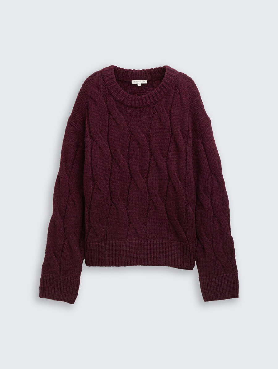 loose fit knitted jumper with cable pattern