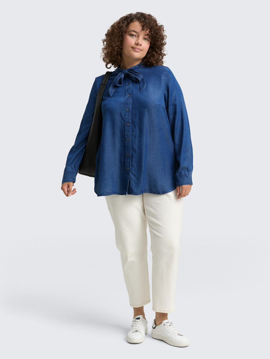 plus size - blouse with bow detail