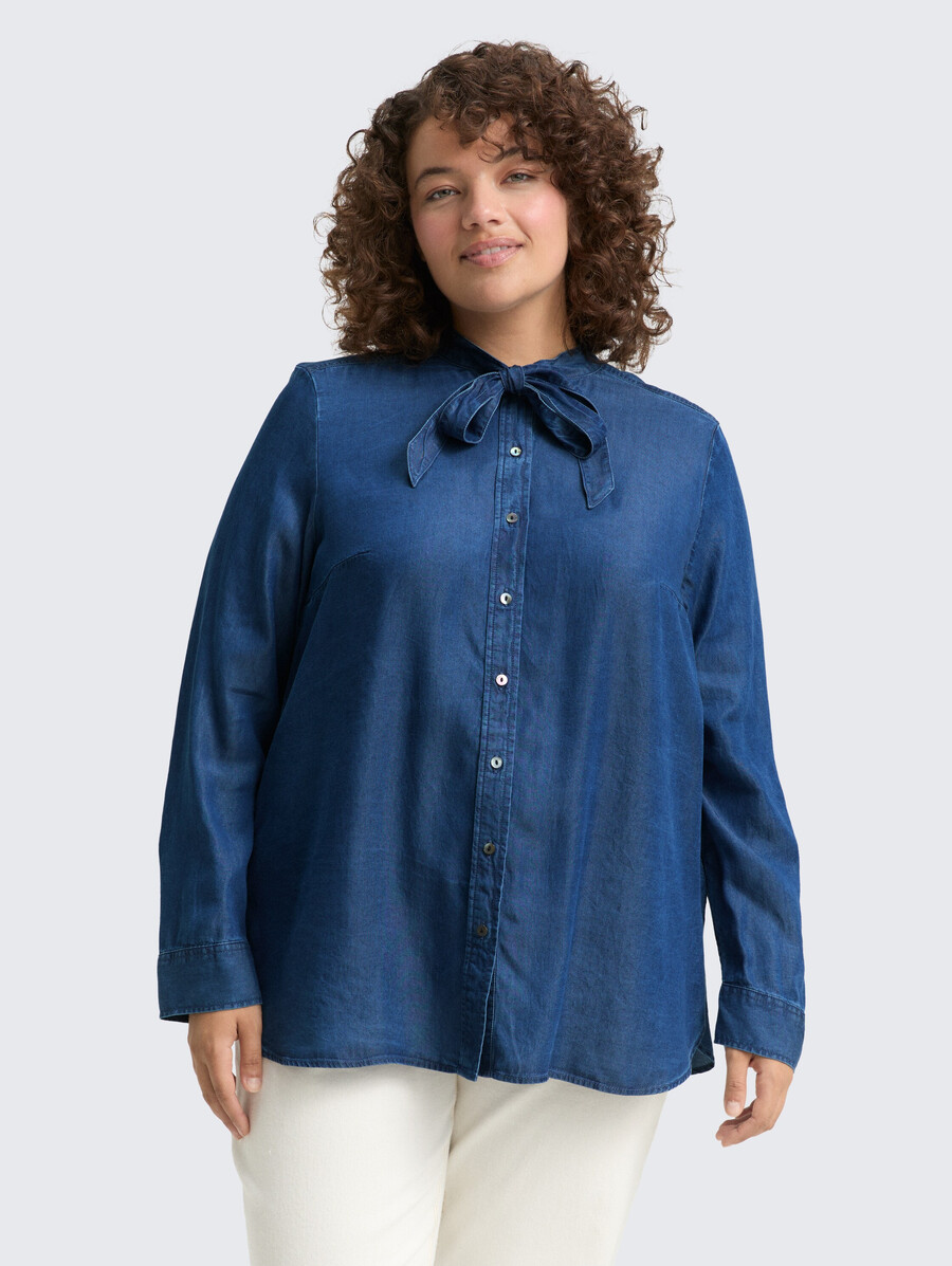 plus size - blouse with bow detail