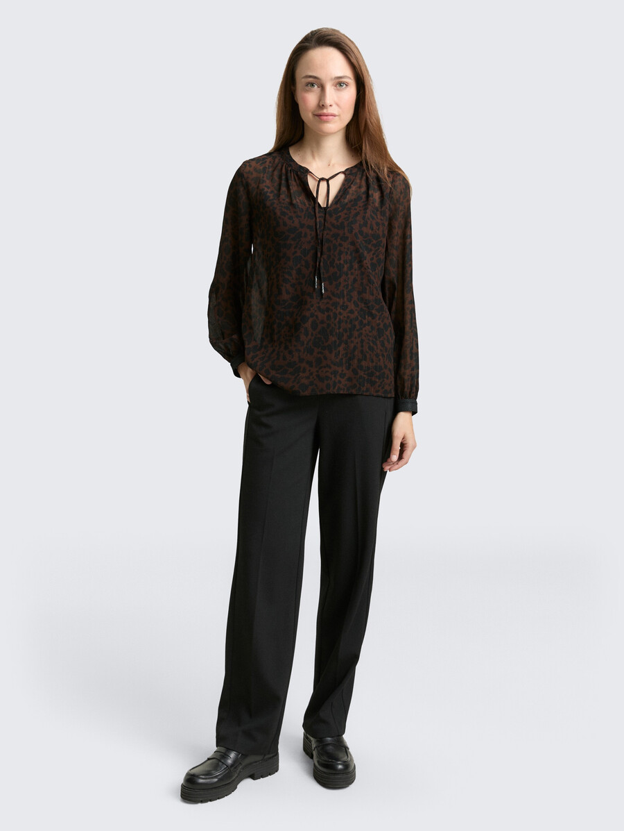 chiffon blouse with leopard print