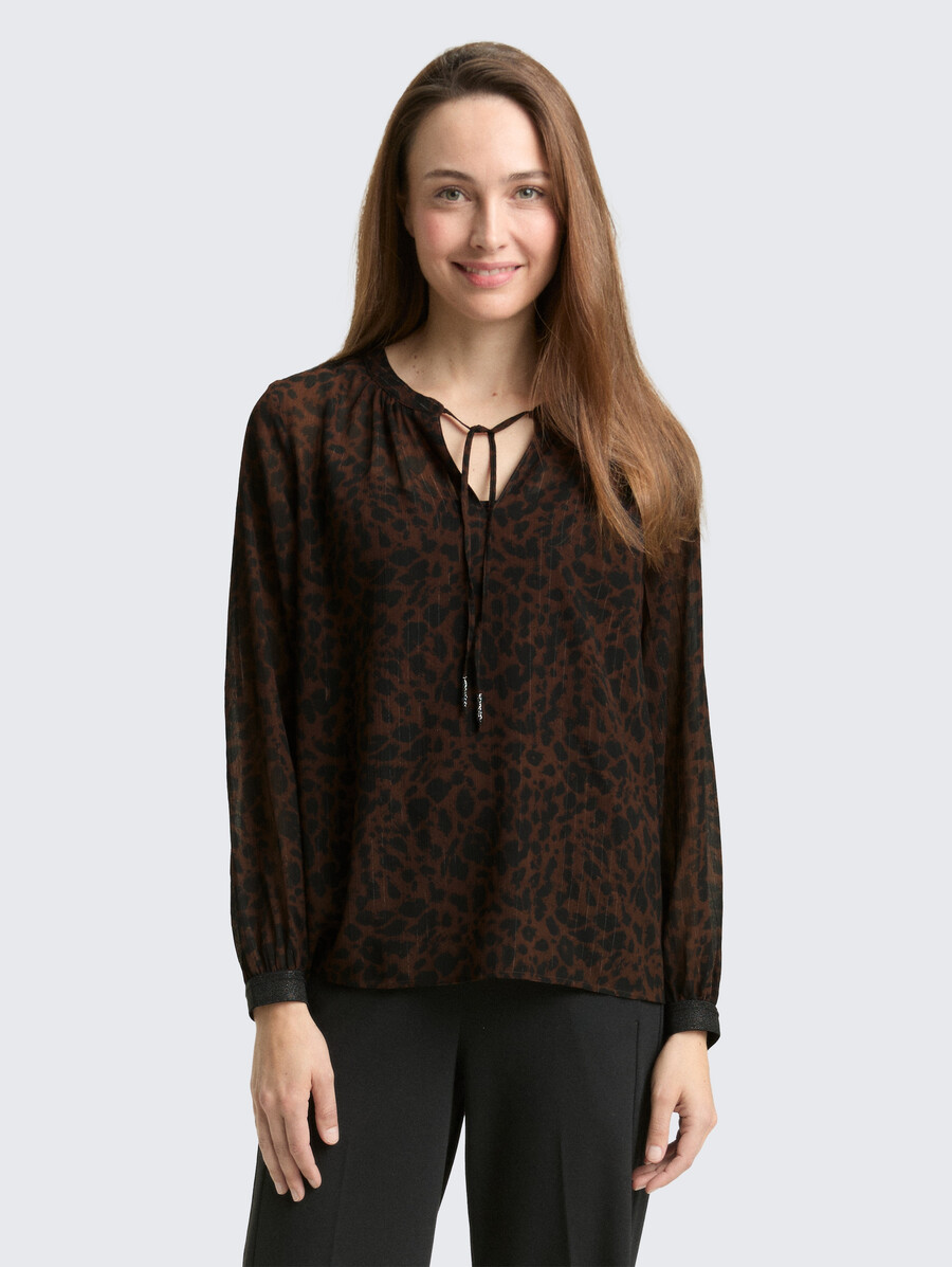 chiffon blouse with leopard print