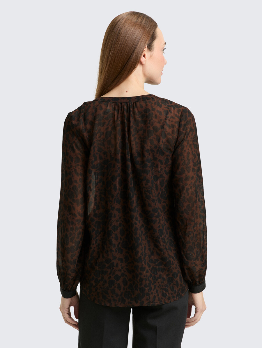 chiffon blouse with leopard print