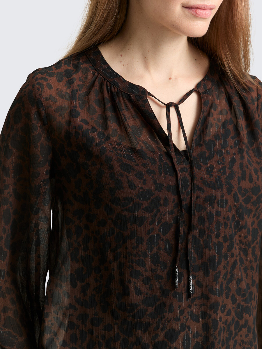 chiffon blouse with leopard print